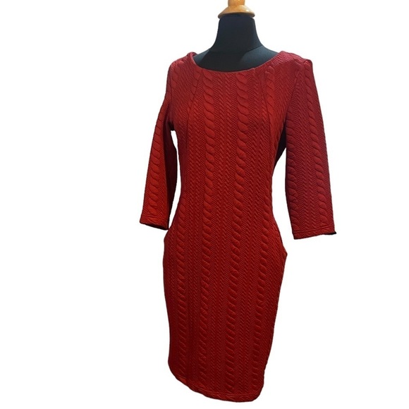 Sharagano Burgandy Cocktail Dress-size 10 - Picture 4 of 5